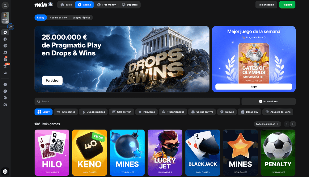1Win Casino Homepage