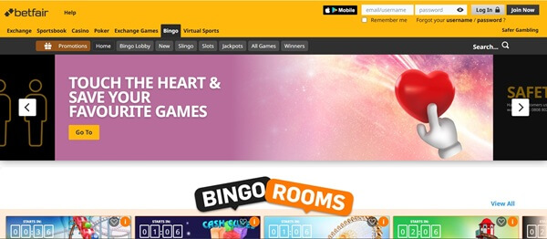 Betfair Casino Homepage